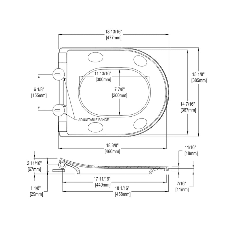 RP Wall-Hung Toilet and In-Wall Tank System - Wall Mount - 15" Vitreous China/Cotton/Matte Silver