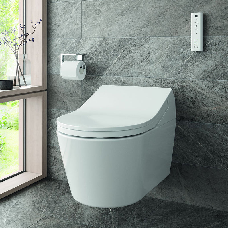 Washlet RX Elongated Complete Dual Flush One Piece Toilet with Smart Bidet Seat - Wall Mount - 15" Vitreous China/Cotton