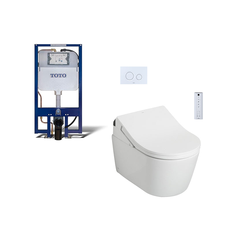 Washlet RX Elongated Complete Auto Flush One Piece Toilet with Smart Bidet Seat - Wall Mount - 15" Vitreous China/Cotton