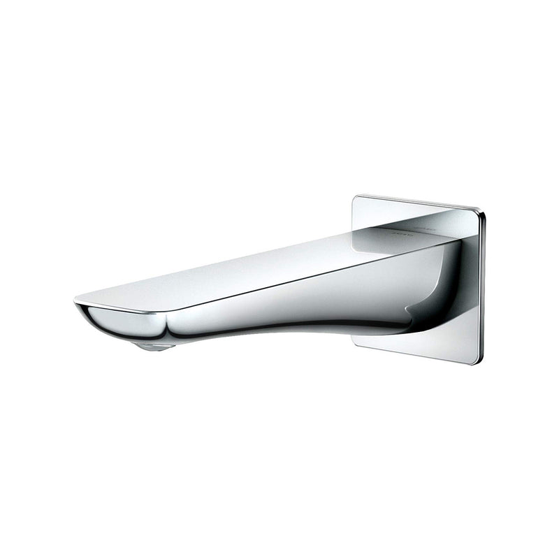 Gr Modern S Tub Spout - Wall Mount - 8" Brass/Polished Chrome