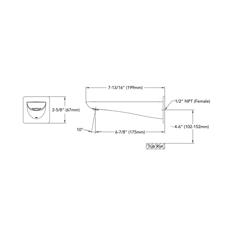 Gr Modern S Tub Spout - Wall Mount - 8" Brass/Brushed Nickel