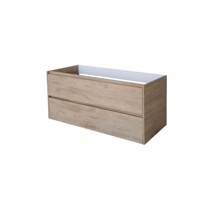 Miami 2 Drawers Bathroom Vanity with Cream Travertine Single Integrated Vanity Sink - Wall Mount - 36" Particle Board Laminated/Teak
