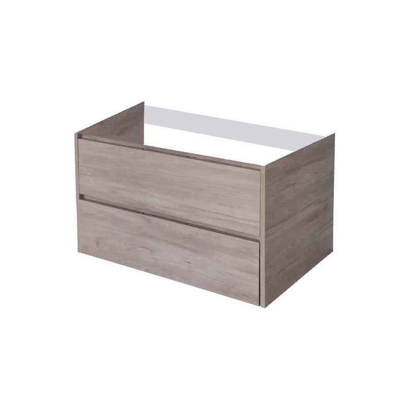 Miami 2 Drawers Bathroom Vanity with Tundra Grey Single Integrated Vanity Sink - Wall Mount - 36" Particle Board Laminated/Brown Wash