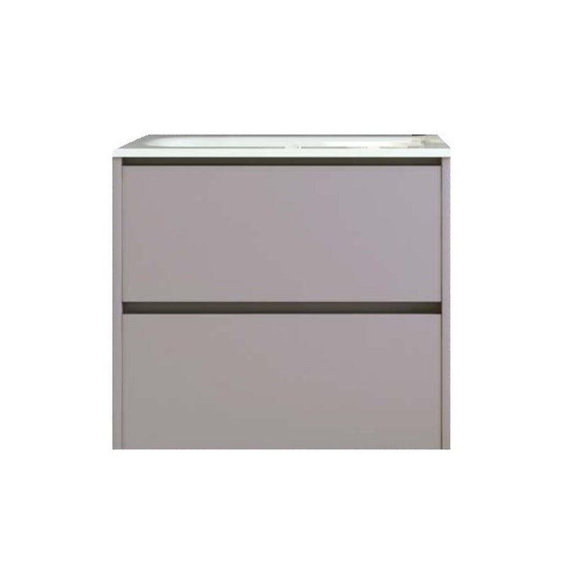 Miami 2 Drawers Bathroom Vanity with Solid Surface Sink - Wall Mount - 24" Particle Board Laminated/Pearl - Last Unit Special Offer