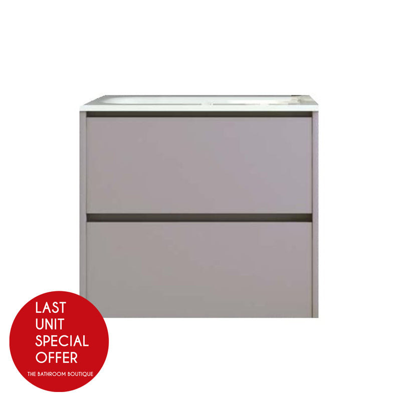 Miami 2 Drawers Bathroom Vanity with Solid Surface Sink - Wall Mount - 24" Particle Board Laminated/Pearl - Last Unit Special Offer