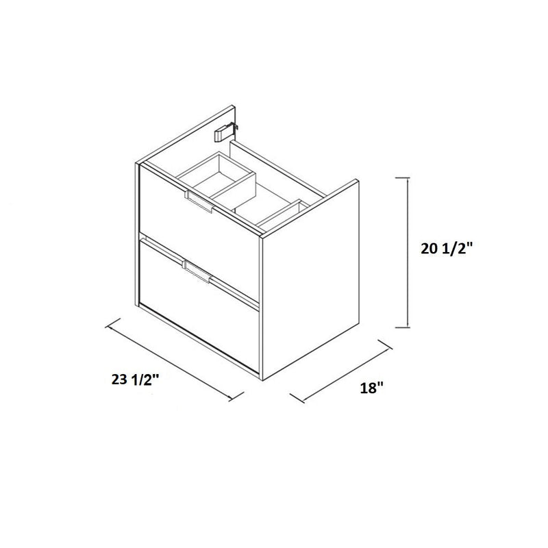 Miami 2 Drawers Bathroom Vanity with Solid Surface Sink - Wall Mount - 24" Particle Board Laminated/Pearl - Last Unit Special Offer