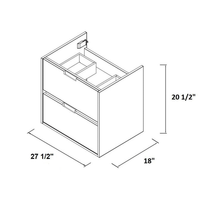 Miami 2 Drawers Bathroom Vanity with Solid Surface Sink - Wall Mount - 28" Particle Board Laminated/Black Wash