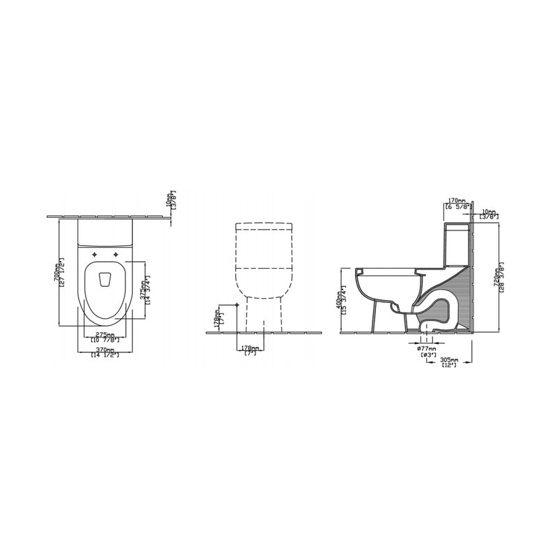 Twist Elongated Complete One Piece Toilet - Floor Mount - 15" Vitreous China/White