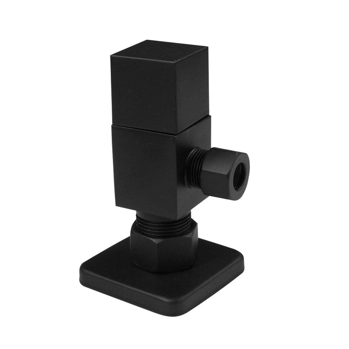 Square 1/4-Turn Angle Stop Valve - Toilet Mount - 5" Brass/Flat Black