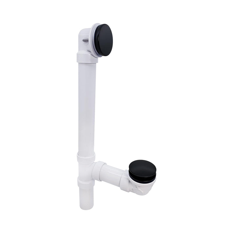 Illusionary Tip-Toe Overflow Tub Drain - Built-In - 11" Pvc/Flat Black