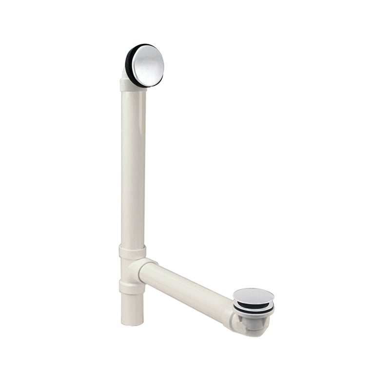 Illusionary Tip-Toe Overflow Tub Drain - Built-In - 11" Pvc/White