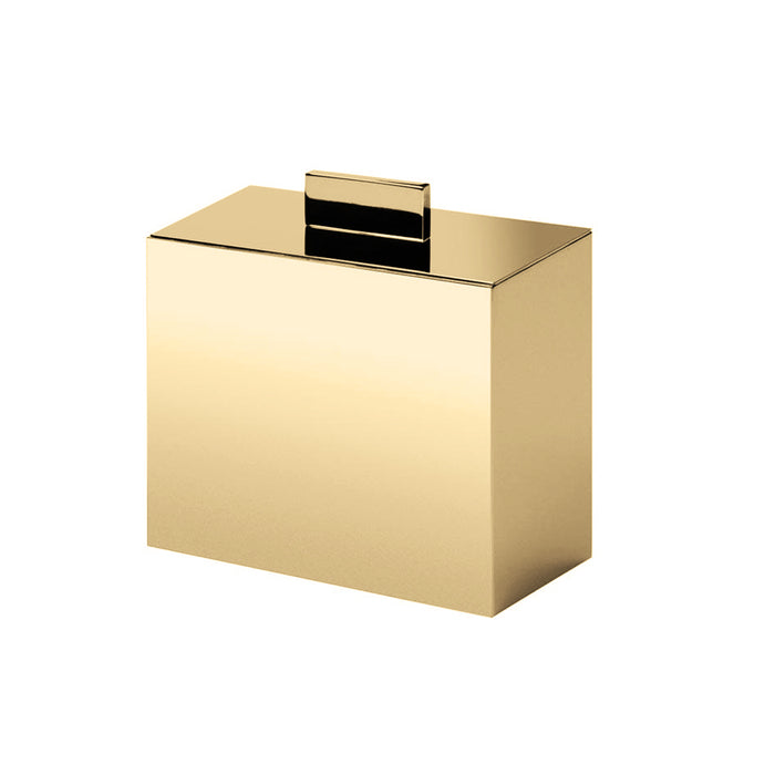 Box Metal Lineal Cotton Box - Free Standing - 4" Brass/Gold