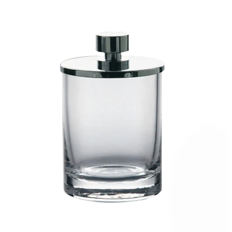 Addition Plain Crystal Cotton Tips Holder - Free Standing - 5" Brass/Glass/Polished Chrome (Final Sale)