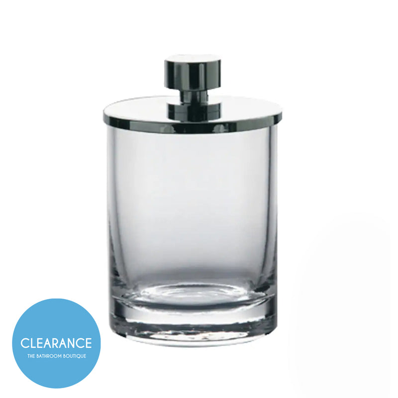 Addition Plain Crystal Cotton Tips Holder - Free Standing - 5" Brass/Glass/Polished Chrome (Final Sale)