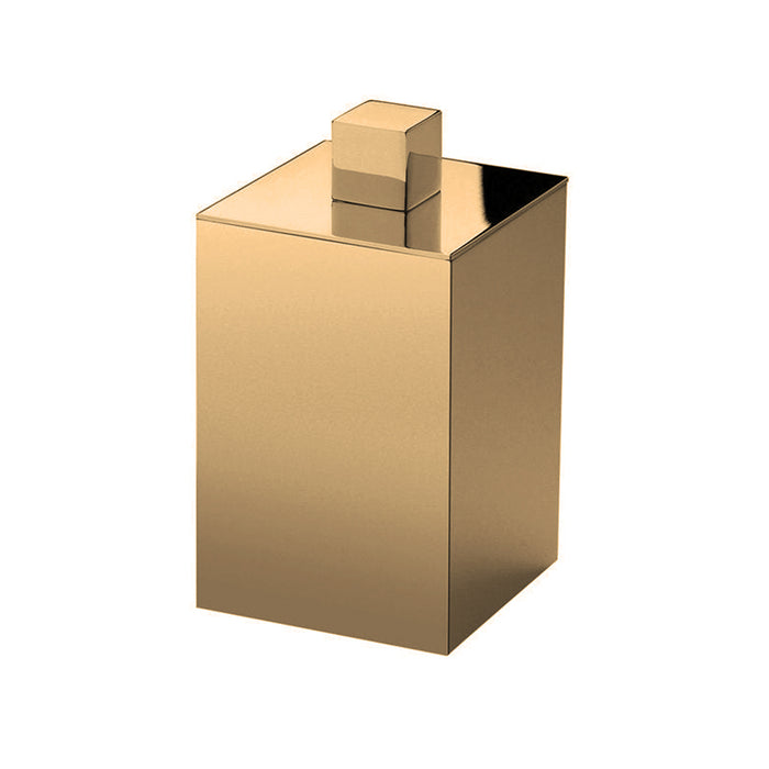 Box Metal Cotton Tips Holder - Free Standing - 4" Brass/Antique Gold