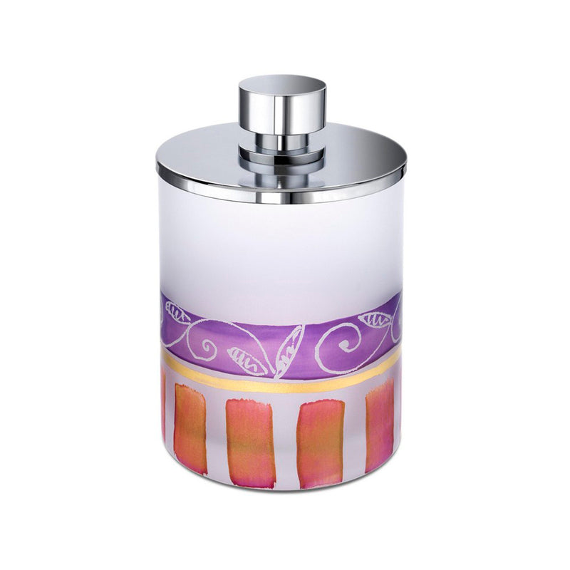 Decó Round Cotton Tips Holder - Free Standing - 5" Brass/Glass/Polished Chrome - Last Unit Special Offer