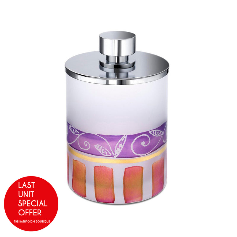 Decó Round Cotton Tips Holder - Free Standing - 5" Brass/Glass/Polished Chrome - Last Unit Special Offer