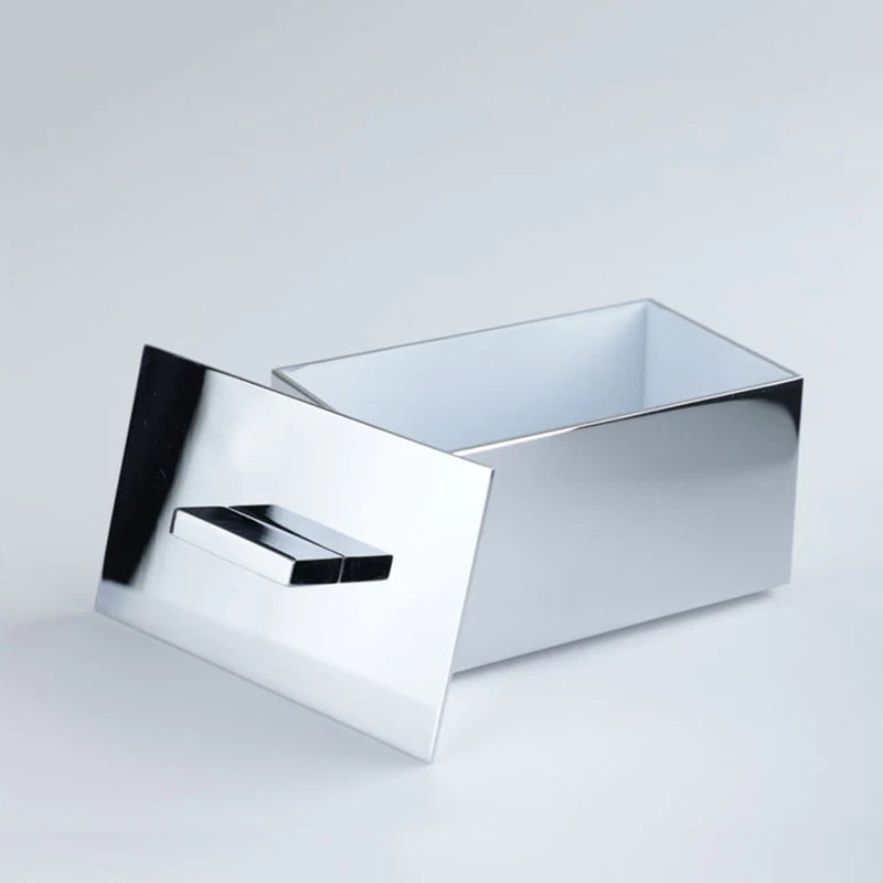 Box Metal Lineal Cotton Tips Holder - Free Standing - 4" Brass/Polished Chrome