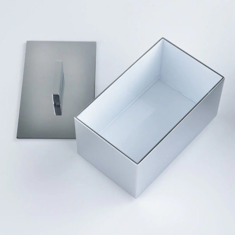 Box Metal Lineal Cotton Tips Holder - Free Standing - 4" Brass/Polished Chrome