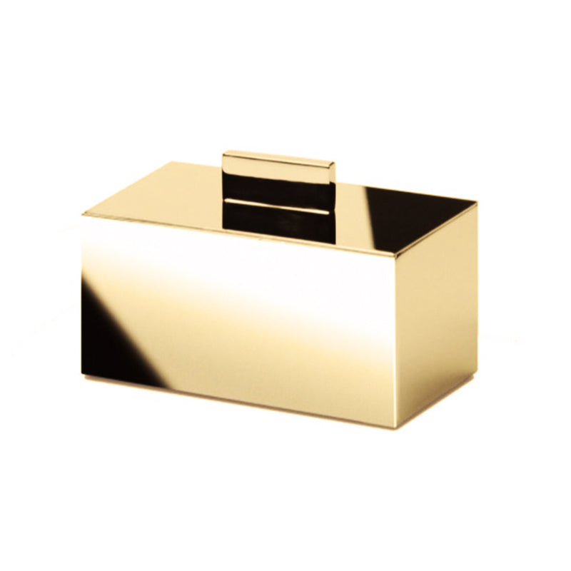 Box Metal Lineal Cotton Tips Holder - Free Standing - 4" Brass/Gold
