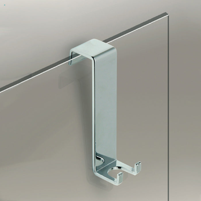 Universal Glass Door Hook - Door Mount - 4" Brass/Polished Chrome