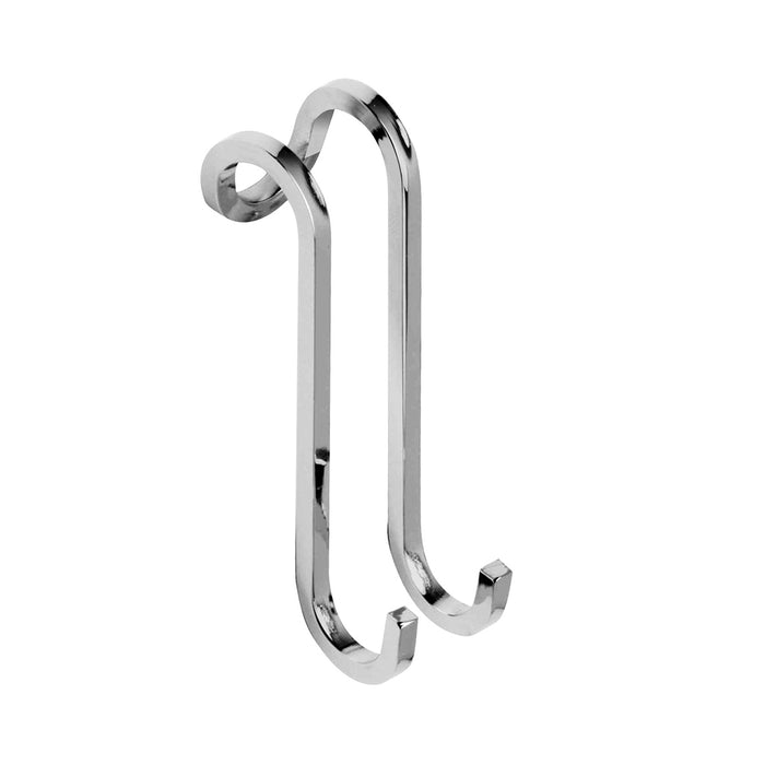 Universal Double Hook - Over Mount - 5" Brass/Polished Chrome