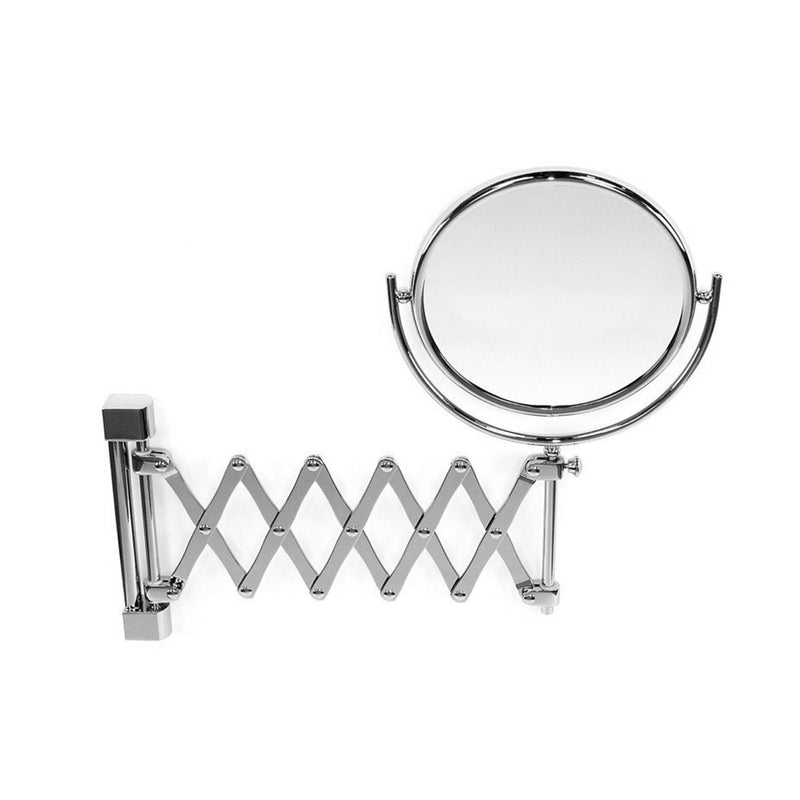 Universal Extensible 3X Make-Up Mirror - Wall Mount - 7" Brass/Polished Chrome