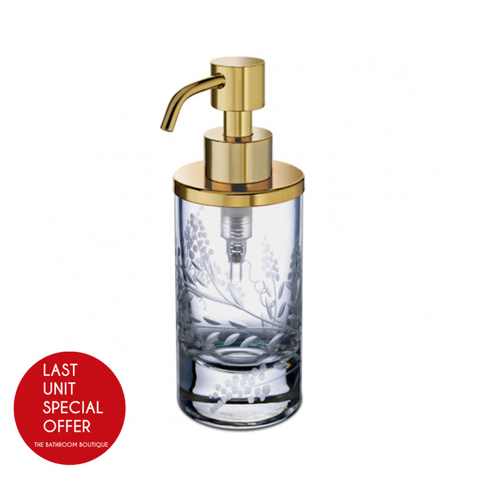 Barocco Soap Dispenser - Free Standing - 6" Brass/Glass/Gold - Last Unit Special Offer