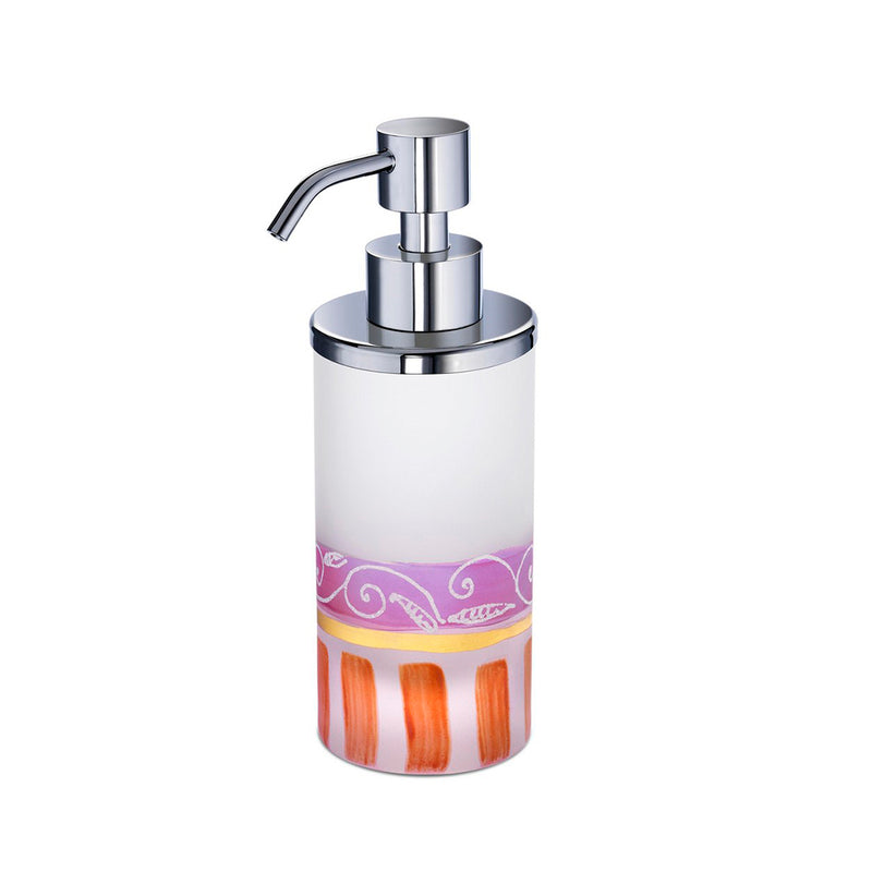 Decó Round Mini Soap Dispenser - Free Standing - 6" Brass/Glass/Polished Chrome (Final Sale)