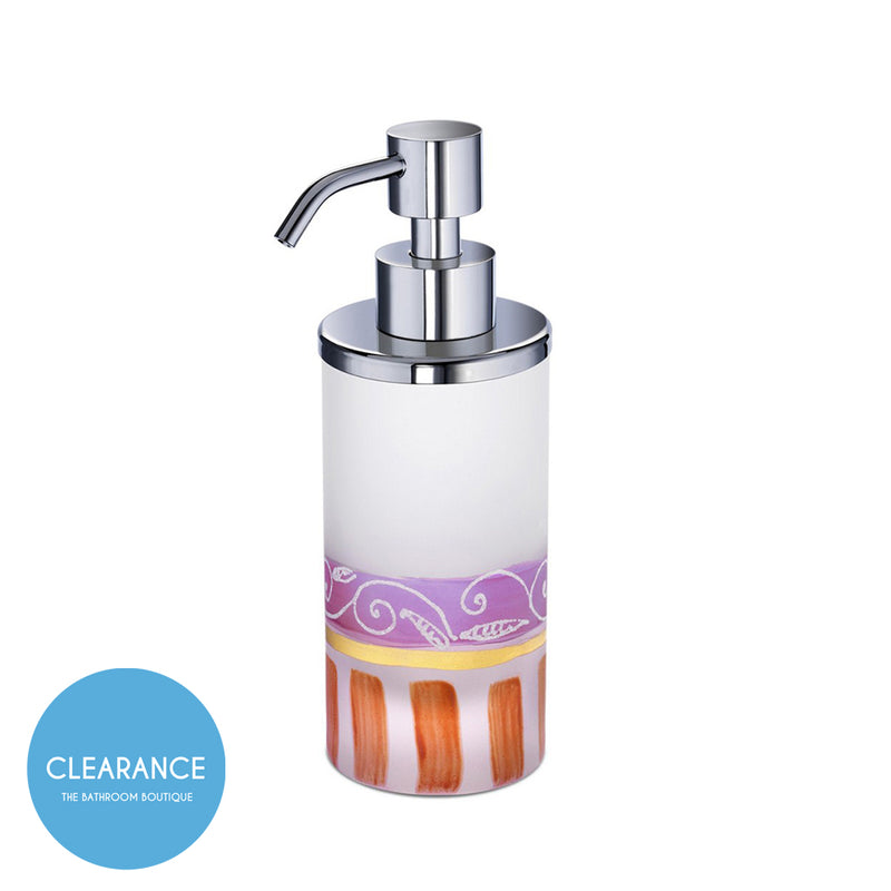 Decó Round Mini Soap Dispenser - Free Standing - 6" Brass/Glass/Polished Chrome (Final Sale)