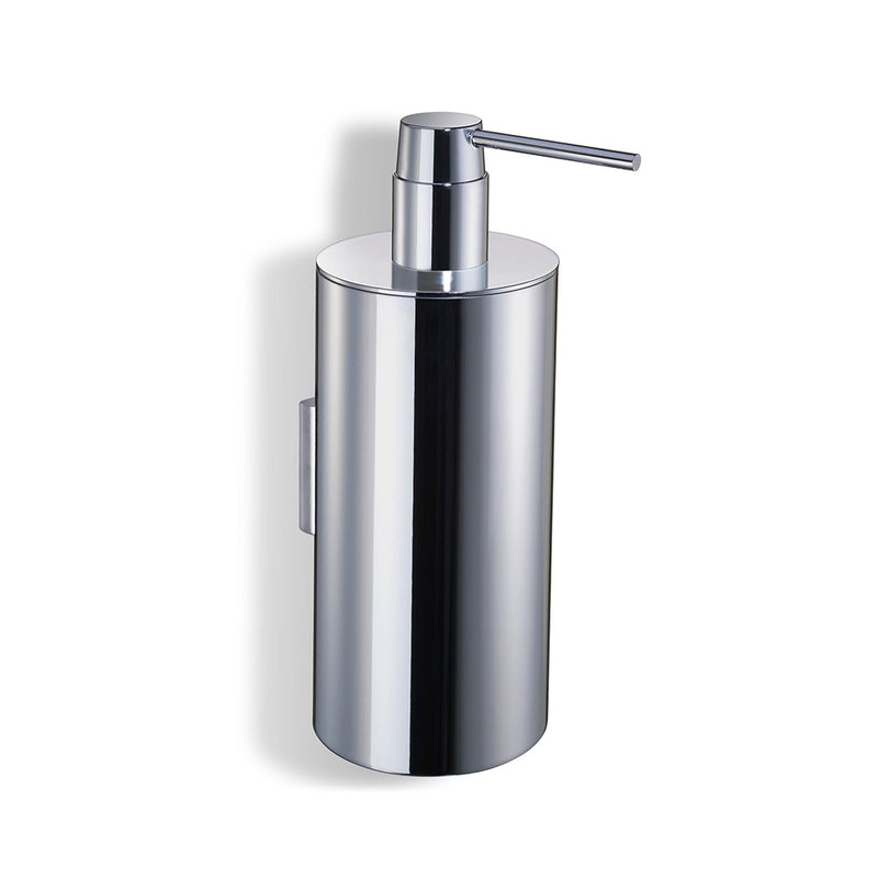 Cylinder Soap Dispenser - Wall Mount - 8" Brass/Polished Chrome