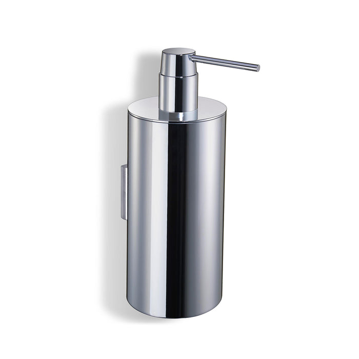 Cylinder Soap Dispenser - Wall Mount - 8" Brass/Polished Chrome