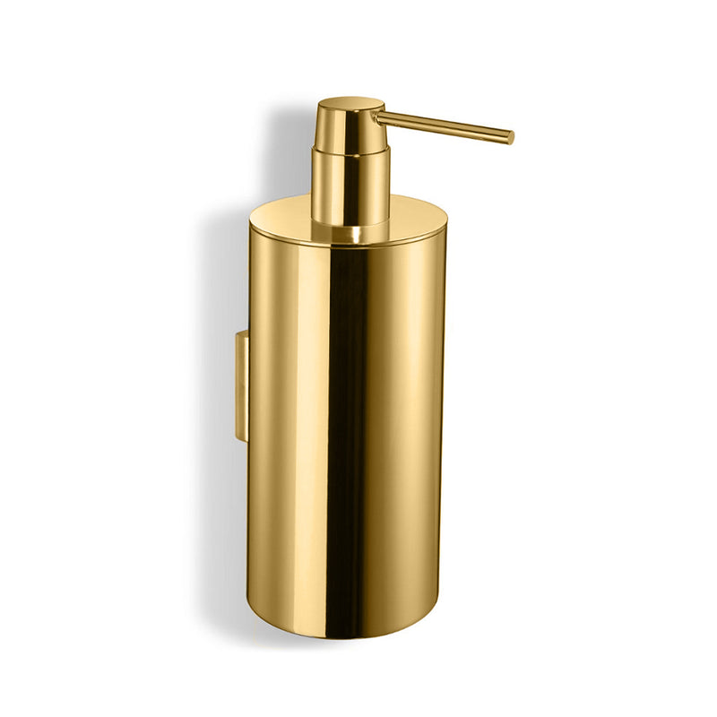 Cylinder Plain Soap Dispenser - Wall Mount - 8" Brass/Gold