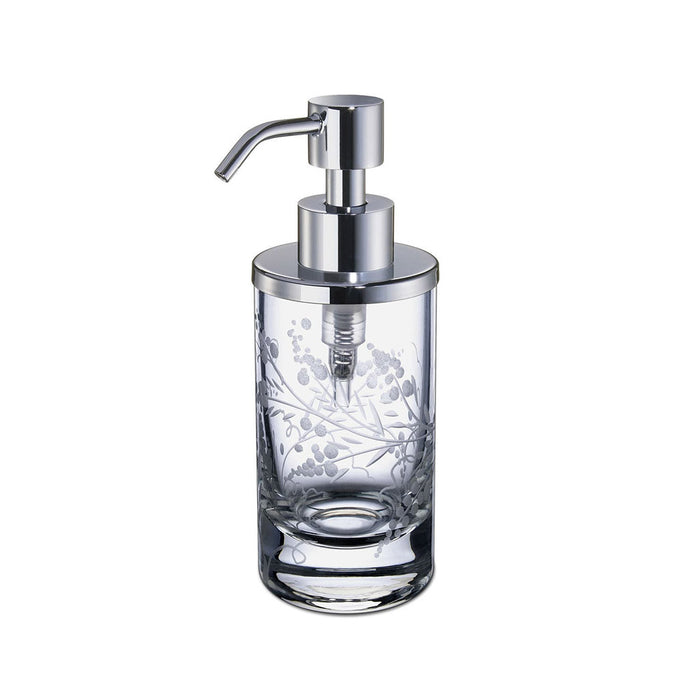 Barocco Soap Dispenser - Free Standing - 6" Brass/Glass/Polished Chrome