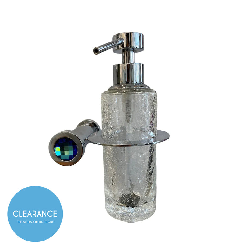Moonlight Swarovski Round Soap Dispenser - Wall Mount - 2" Brass/Glass/Blue/Polished Chrome (Final Sale)