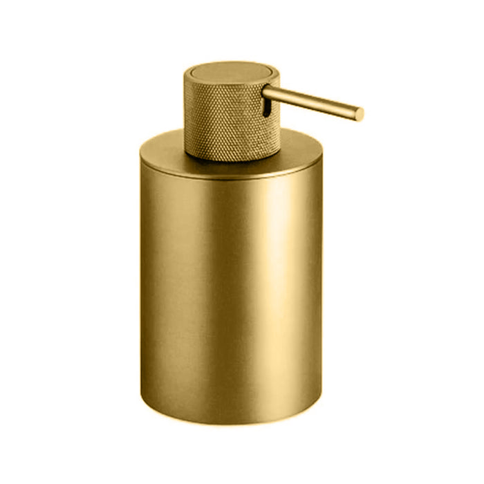 Urban Knurled Soap Dispenser - Free Standing - 6" Brass/Satin Gold