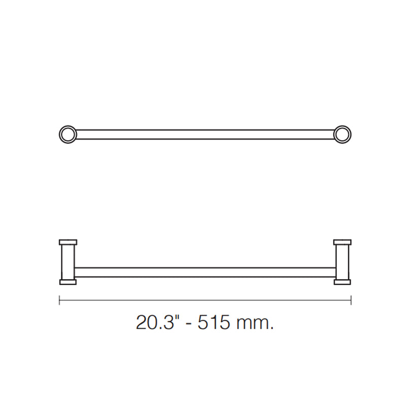 Moonlight Swarovski Round Single Towel Bar - Wall Mount - 20" Brass/Glass/Blue/Polished Chrome (Final Sale)