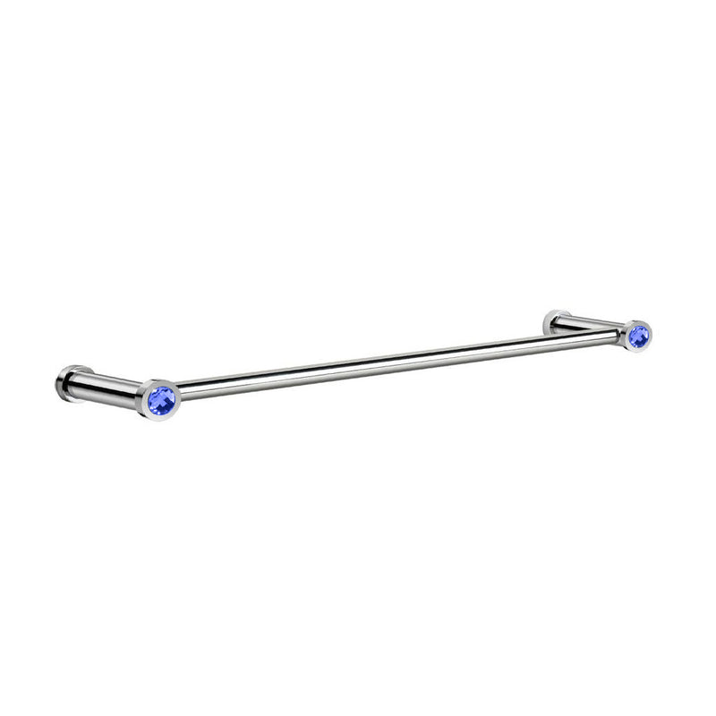 Moonlight Round Swarovski Single Towel Bar - Wall Mount - 24" Brass/Glass/Blue/Polished Chrome (Final Sale)