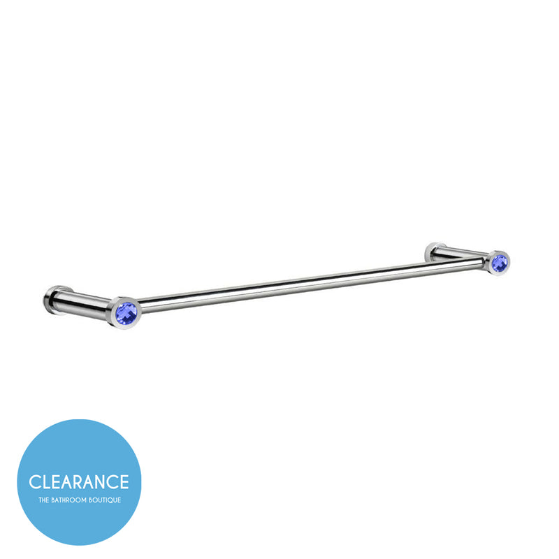 Moonlight Round Swarovski Single Towel Bar - Wall Mount - 24" Brass/Glass/Blue/Polished Chrome (Final Sale)