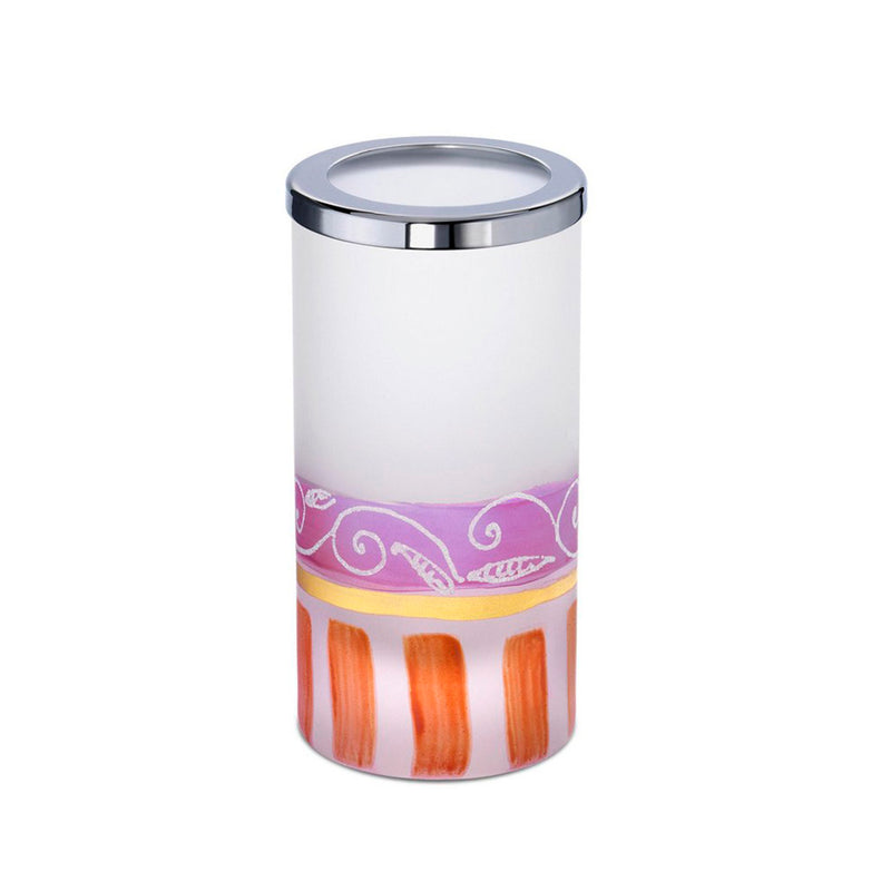 Decó Round Mini Brushes Holder - Free Standing - 2" Brass/Glass/Polished Chrome (Final Sale)