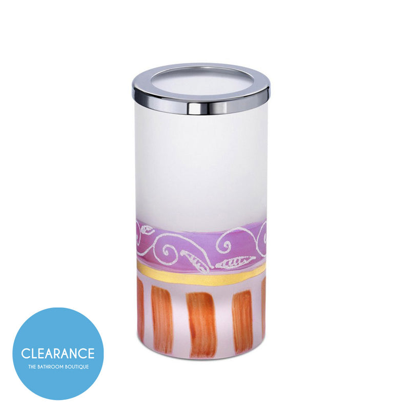 Decó Round Mini Brushes Holder - Free Standing - 2" Brass/Glass/Polished Chrome (Final Sale)