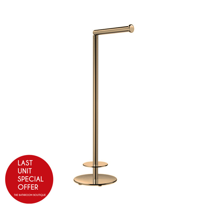 Universal Round Spare And Toilet Paper Holder - Free Standing - 19" Brass/Satin Gold - Last Unit Special Offer