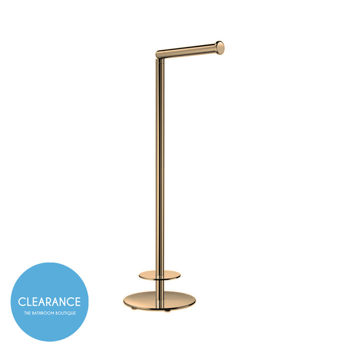Universal Round Spare And Toilet Paper Holder - Free Standing - 19" Brass/Satin Gold (Final Sale)