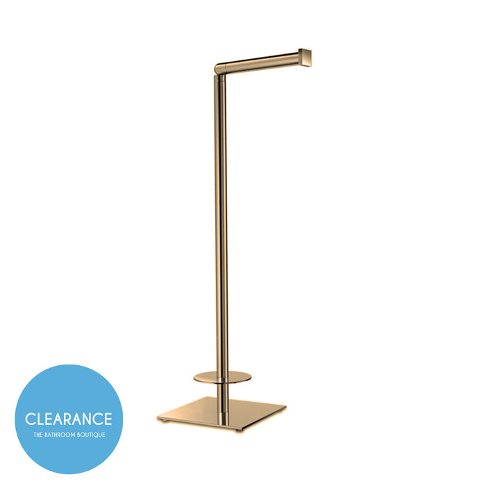 Universal Square Spare And Toilet Paper Holder - Free Standing - 19" Brass/Satin Gold (Final Sale)