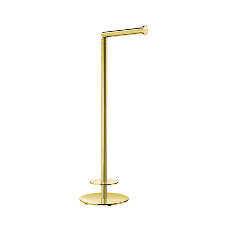 Universal Round Spare And Toilet Paper Holder - Free Standing - 19" Brass/Gold