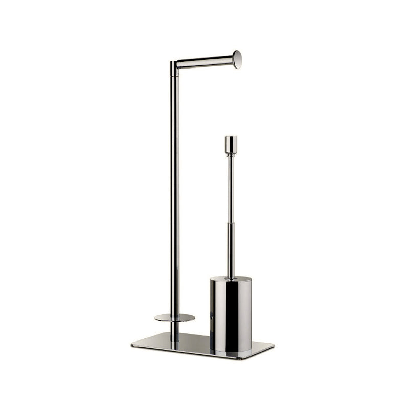 Universal Brush And Spare Toilet Paper Holder - Free Standing - 22" Brass/Brushed Nickel (Final Sale)