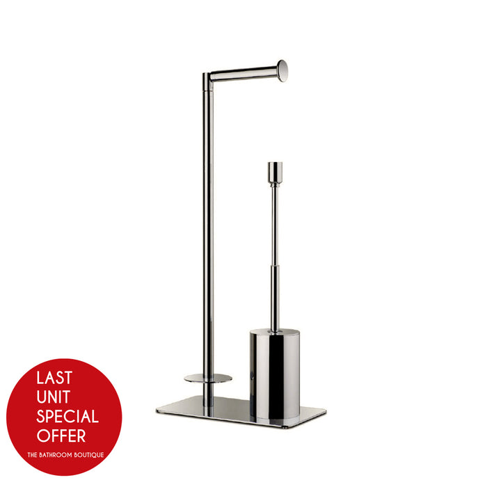 Universal Brush And Spare Toilet Paper Holder - Free Standing - 22" Brass/Brushed Nickel - Last Unit Special Offer