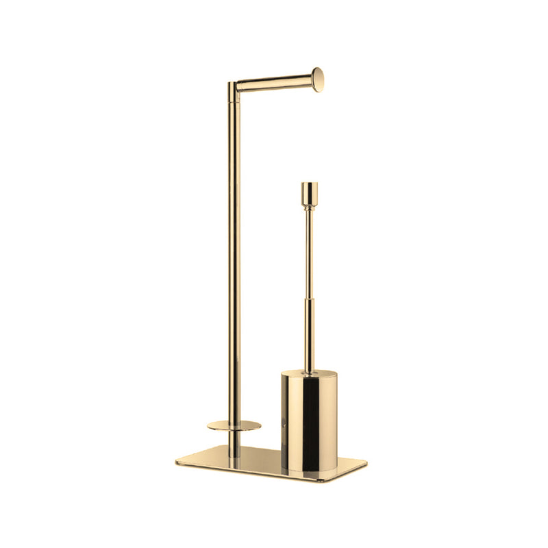 Universal Brush And Spare Toilet Paper Holder - Free Standing - 22" Brass/Satin Gold (Final Sale)