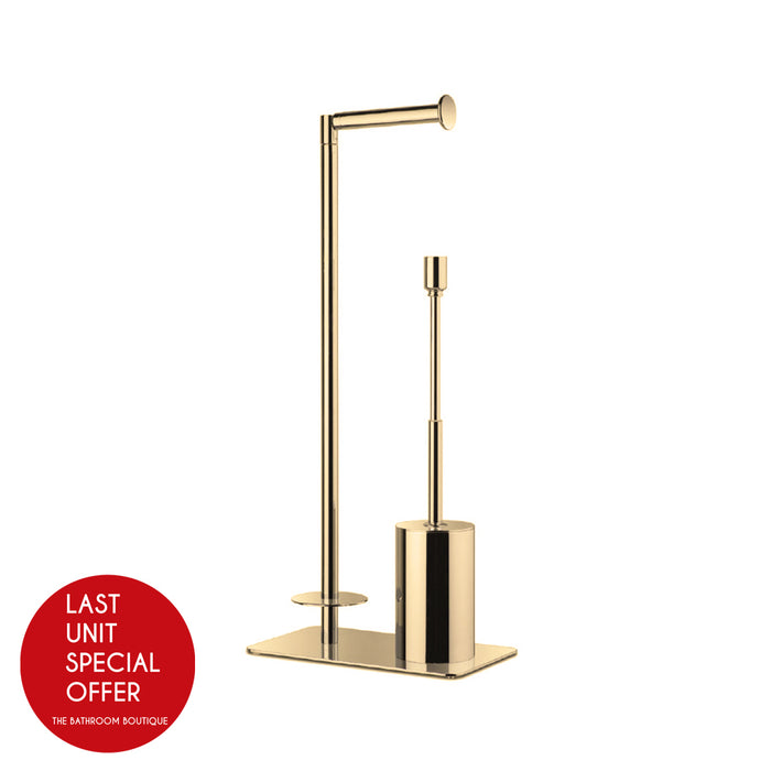 Universal Brush And Spare Toilet Paper Holder - Free Standing - 22" Brass/Satin Gold - Last Unit Special Offer