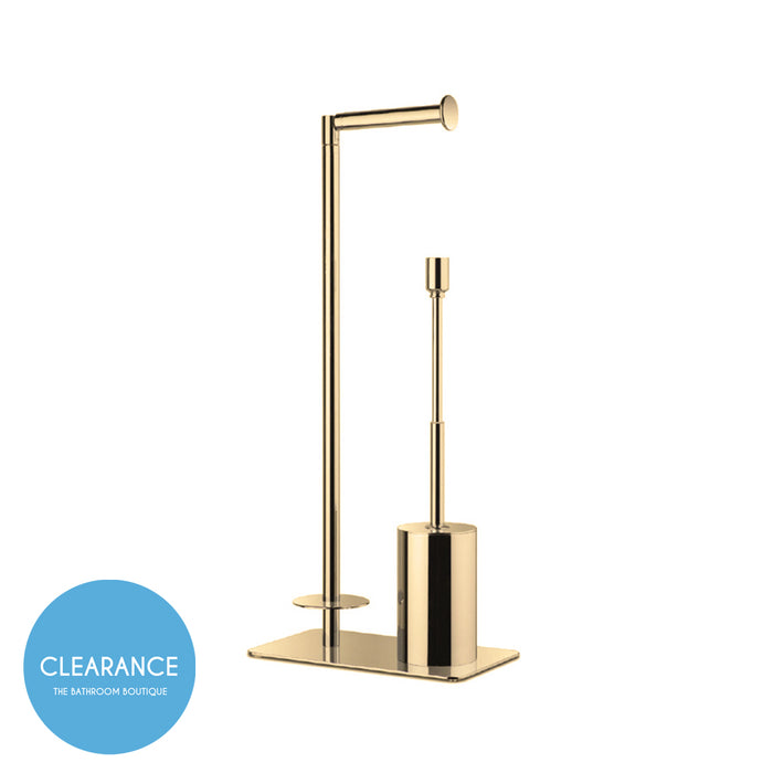 Universal Brush And Spare Toilet Paper Holder - Free Standing - 22" Brass/Satin Gold (Final Sale)